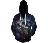 HuazomeeHZM Mitico Drago 3D Stampato Felpa con Cappuccio Donne Uomini Cerniera Felpa novità Goth Pullover Maglione Top