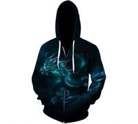 HuazomeeHZM Mitico Drago 3D Stampato Felpa con Cappuccio Donne Uomini Cerniera Felpa novità Goth Pullover Maglione Top