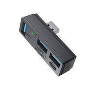 Hub 3.0 a 4 porte con dock di espansione per trasferimento dati veloce da 5 Gbps per PS5, Steam Machine, PC e laptop, portatile compatto con custodia per il trasporto, nero