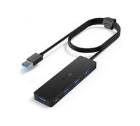 Hub 3.0 Splitter with 4ft Extension Long Cable Cord, 4-Port Ultra-Slim Multiport Expander for Desktop Computer PC, Laptop, Chromebook, Mac Mini, iMac,