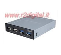 HUB 3.5 POLLICI INTERNO AKASA 4 PORTE USB 2.0 + 3.0 NERO BIANCO PC COMPUTER