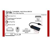Link Hub 4 porte USB 3.0 LKHUB304 – con cavo, Nero, 15 cm