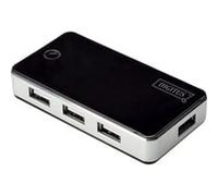 DIGITUS DA-70222 - Hub USB 2.0 DIGITUS, 7 porte, nero/alluminio, con alimentatore