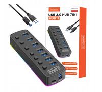 HUB 7x USB 3.0 Attivo Splitter 7 in 1 con porte USB-C e LED RGB 5GB Zenwire HUB1