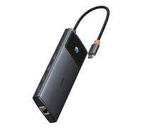 HUB adapter rozdzielacz 10w1 HDMI USB-A USB-C RJ45 SD TF - szary