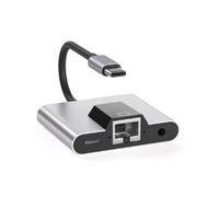 Hub Adattatore di Rete LAN da Tipo C A Ethernet Docking Station per Ricarica Rapida da USB C A PD Audio da 3,5 mm per Telefono Cellulare Portatile