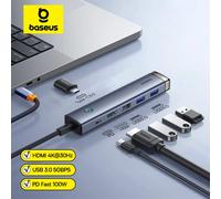 Hub Baseus USB C a HDMI 4K 30Hz USB 3.0 Tipo C Hub 5Gbps PD 100W Hub con display singolo a ricarica rapida per hub USB Win MacBook Pro