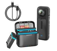 Hub caricabatterie per Insta360 X4, stazione di ricarica con due batterie per Insta 360 X4 Action Camera con cavo di ricarica USB tipo C, nero (Non batteria)