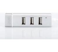 HUB CON 3 PORTE USB 2.0 TIPO A E 1 PORTA RETE RJ45, CONNETTORE MASCHIO TIPO C NEW