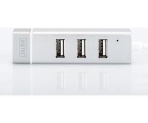 HUB CON 3 PORTE USB 2.0 TIPO A E 1 PORTA RETE RJ45, CONNETTORE MASCHIO TIPO C NEW