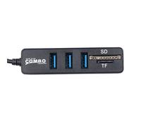Hub con 3 porte USB 3.0, Lettore di Schede SD e microSD, Portatile, Nero
