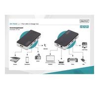 DIGITUS DA-70222 - Hub USB 2.0 DIGITUS, 7 porte, nero/alluminio, con alimentatore