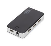 DIGITUS DA-70222 - Hub USB 2.0 DIGITUS, 7 porte, nero/alluminio, con alimentatore