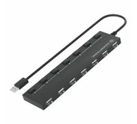 Conceptronic Hub USB 7 porte (HUBBIES08BP) USB 2.0 con interruttori e alimentatore Nero