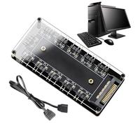 Hub controller della ventola Argb - Light RGB a 10 porte e hub ventilato per custodia per computer di gioco | Controller di sincronizzazione della striscia a LED per il raffreddamento desktop, la cost