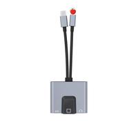 Hub da tipo C a RJ45 Adattatore di rete LAN Ethernet da USB C a 3,5 mm Docking station di ricarica rapida PD audio for tablet telefono portatile(Two Cables)