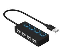 Hub dati USB 2.0 ad alta velocità con 4 porte, indicatori LED, controllo interruttore individuale e design compatto, progettato per un'integrazione
