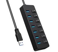 Hub dati USB 3.0 a 7 porte con interruttori singoli e cavo lungo per computer portatili, PC e dispositivi di gioco