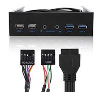 Hub del Pannello Frontale USB 3.0, Scheda di Espansione Audio Pannello Frontale da 5,25 Pollici con Unità Ottica con Key-A, Supporto 6 Porte 2 USB 3.0, 2 USB 2.0, 1 HD Audio Porta/1 Microfono Porta