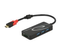 Hub Delock 3 porte USB 3.2 Gen 1 Type-A lettore SD MicroSD nero