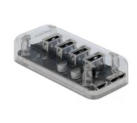 Hub DeLOCK 4 porte 5 Gbps USB 3.2 Gen 1 trasparente con alimentazione