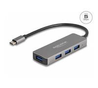 Hub Delock 4 porte 5 Gbps USB Type-C compatto metallico