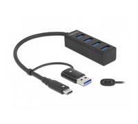 Hub Delock 4 porte 5 Gbps USB Type-C Type-A compatto robusto