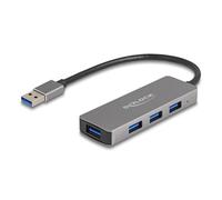 Hub Delock 4 porte USB 3.2 Gen 1 5 Gbps connettore Tipo-A metallico grigio