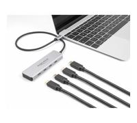 Hub DeLOCK 4 porte USB Type-C 10 Gbps con cavo 35 cm alluminio grigio