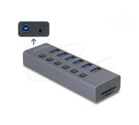 Hub Delock 6 porte 5000 Mbit/s modello 64237 con lettore schede