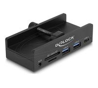 Delock Externer USB 5 Gbps 3 Port Hub 2 x USB Typ-A, 1 x USB Type-C? und 2 Slot Card Reader mit Feststellschraube (64285)