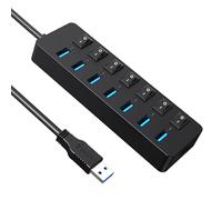 Hub di estensione USB 3.0 con 7 porte e indicatori LED individuali per un trasferimento efficiente dei dati sul computer hub splitter