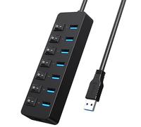 Hub di estensione USB3.0 con 7 porte e indicatori LED individuali per un trasferimento efficiente dei dati sul computer