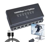 Hub di rete, splitter di rete a 8 porte, adattatore 1000 Mbit/s, plug and play, prolunga portatile per scrivania o montaggio a parete