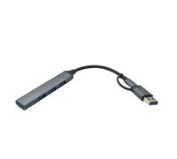 Hub di tipo C e USB-a 4 porte splitter con spine host integrate, hub USB in alluminio per tastiera Thumb Drive e trasporto quotidiano