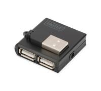 Hub Digitus 4 porte USB 2.0 480 Mbps compatto e portatile nero