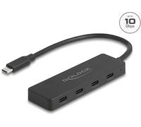 HUB E REPLICATORI DELOCK con 4 porte, da USB-C 3.1 gen 2 a USB-C 3.1 gen 2, 0,15 m, Plastica, Nerocolo