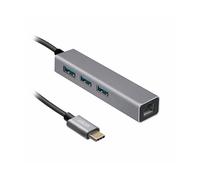 Ekon Hub in alluminio con 3 porte USB 3.0, cavo USB-C e porta Ethernet RJ45