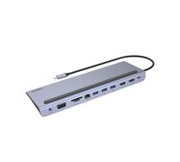 Hub Ethernet USB-C 11 in 1 con triplo monitor MST (Dual HDMI) | 100W PD | 3X USB-A | 2X HDMI | 1x VGA | 1x USB-C con PD | Lettore di schede SD e microSD | 1x Ethernet RJ45 | 1x jack audio da 3,5 mm