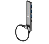 goobay Hub USB-C a 4 porte, adattatore multiporta con 3 x USB-A e 1 x USB-C, USB 3.2 SuperSpeed 5 Gbit/s, design compatto in alluminio per MacBook, laptop, tablet - 76562