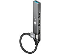 goobay Hub a 4 porte USB C 3.2 Slim/USB multimaschio, distributore USB, hub USB, splitter USB da 5 Gbps, sottile USB-C a 4 porte USB-A, adattatore multiporta USB 3.0 Hub / 74457