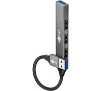 goobay Hub USB 3.2 a 4 porte Slim/USB, multipresa USB, USB 3.0 Hub, splitter USB da 5 Gbps, sottile USB-A a 4 porte, adattatore multiporta USB 3.0 Hub / 74456
