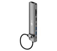 goobay Docking station USB-C Slim Hub 8 in 1 con USB-C, 5 Gbit/s, HDMI 4 K 60 Hz, RJ45-1 Gbit/s, 2 lettori di schede USB-A, SD e MicroSD - per MacBook Pro M4, laptop Windows, tablet e smartphone 79146