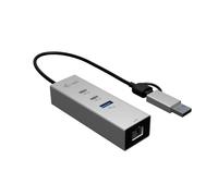 Hub i-tec 4 porte 5 Gbit/s USB-C/USB-A 2.5GLAN Metallo Argento