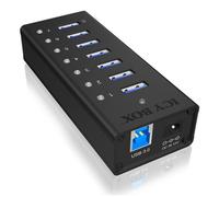 Hub ICY BOX 7 porte 5000 Mbit/s IB-AC618 alluminio nero con alimentazione DC