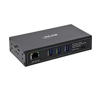 InLine Industrie - Hub USB PoE a 4 porte, Gigabit Ethernet, 5 Gb/s, 60 W | 3 USB-A, 1 host USB-C, Gigabit Ethernet, IEEE802.3bt, fino a 45 W per il dispositivo host, senza alimentatore esterno