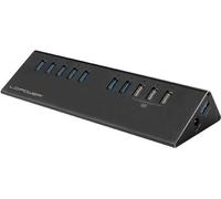 Hub LC-POWER USB 3.0 7+3 porte alluminio nero, nero, con adattatore di rete NEW