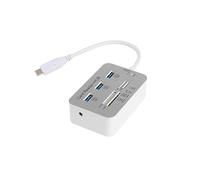 Hub lettore di schede USB 3.0 con 3 porte USB-A, slot per schede di memoria SD/TF/MS/M2, trasferimento dati 5 Gbps, cavo da 15 cm
