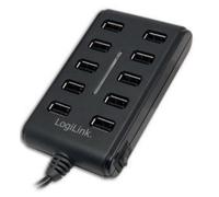 Hub LogiLink 10 porte 480 Mbit/s con interruttore e LED stato