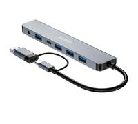 Hub Urban Factory 7 porte 5 Gbit/s MHC70UF USB-A+C alluminio LED